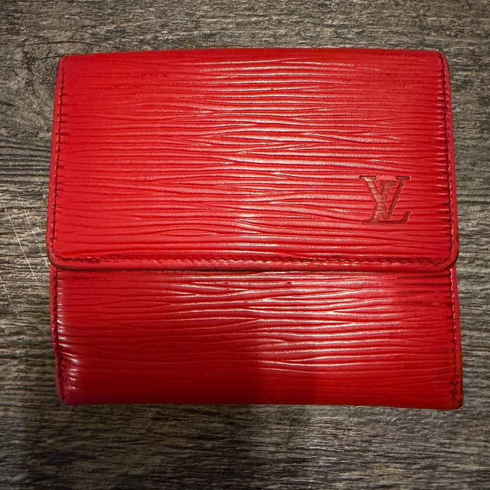 Louis Vuitton Elise Compact Trifold Wallet in Red Epi Leather Vintage EUC